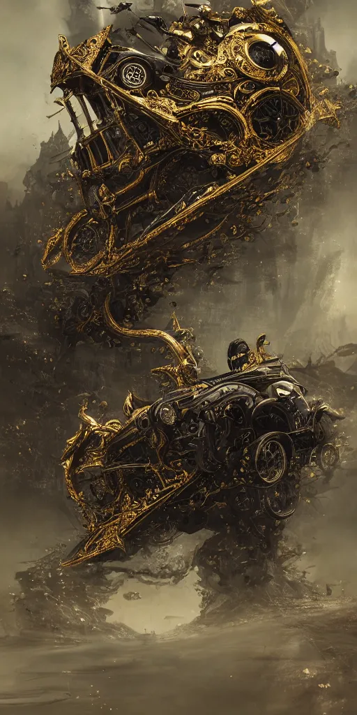 Prompt: GTR XU1 car, in style of Dark Souls 3, insanely detailed and intricate, golden ratio, elegant, ornate, luxury, elite, ominous, haunting, matte painting, cinematic, cgsociety, James jean, Brian froud, ross tran, Laputa, vivid and vibrant