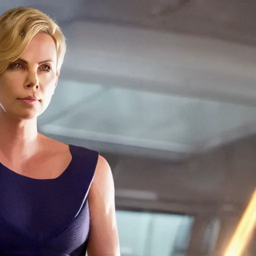 Prompt: movie film still of Charlize Theron as Sue Storm in a new Fantastic Four movie, cinematic