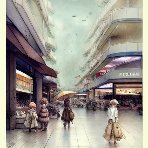 Image similar to (2050s shopping mall muted colors.) by Jean-Baptiste Monge !!!!!!!!!!!!!!!!!!!!!!!!!!!