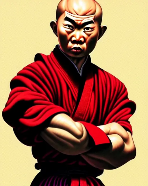 Image similar to richly detailed color illustration of a shaolin-president-politician-kung-fu illustrated by Artgerm and Timothy Kong . 3D shadowing