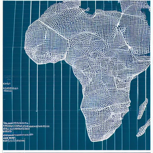 Image similar to map of decentralized african network of governance based on neural network, highliy detailed line drawing