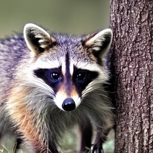 Image similar to an 8k photo of a raccoon hugging a fox