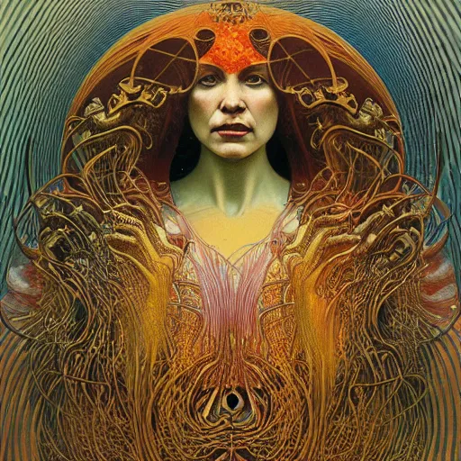 Prompt: queen of jupiter by zdzisław beksinski, zaha hadid and alphonse mucha. highly detailed, hyper - real, beautiful, fractal details, complex