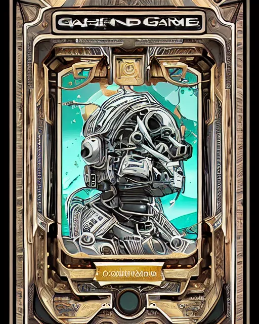 Image similar to game card frame, full view, futuristic, nft, clean centered album cover in intricate detail