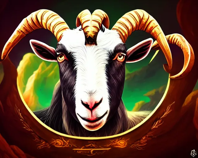 Prompt: goat esports logo design, deep focus, d & d, fantasy, intricate, elegant, highly detailed, digital painting, artstation, concept art, matte, sharp focus, illustration, hearthstone,