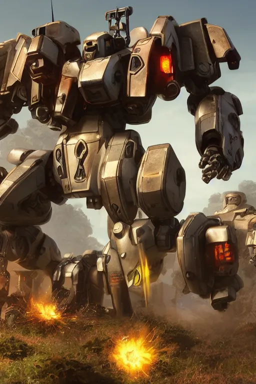 Image similar to mechwarrior 5 : mercenaries mech megaman transformer robot boss tank engine game octane render, 4 k, hd 2 0 2 2 3 d cgi rtx hdr style chrome reflexion glow fanart, global illumination ray tracing hdr fanart arstation by ian pesty by jesper ejsing pixar and disney unreal zbrush central hardmesh