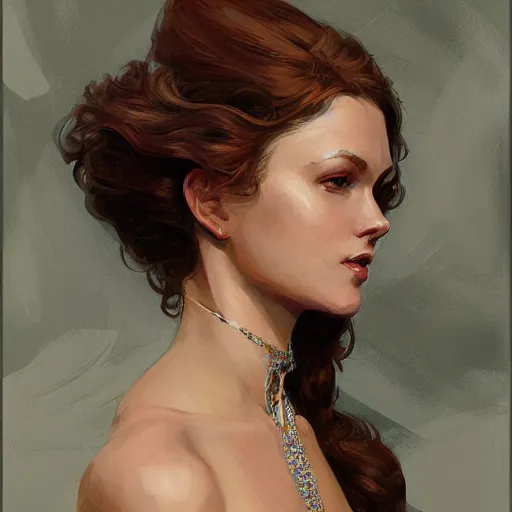 Image similar to portrait of a beautiful woman, intricate, elegant, highly detailed, digital painting, artstation, concept art, illustration, by gil elvgen, greg manchess, mucha