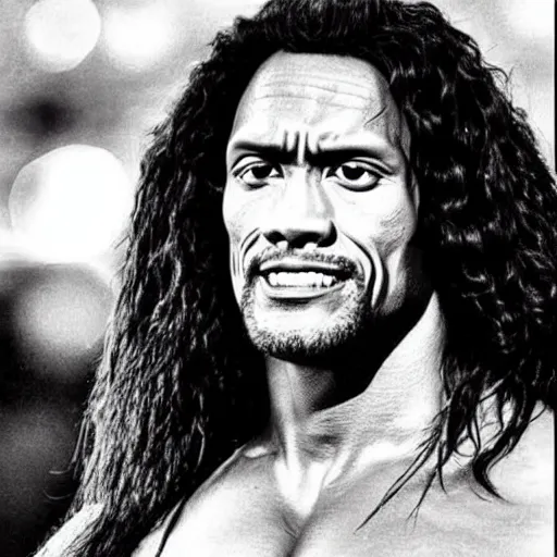 Image similar to the rock if he had long hair