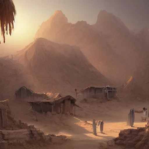 Image similar to a desert village, artstation, cgsociety