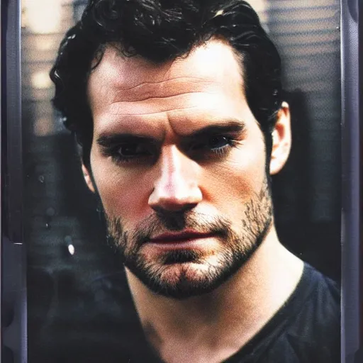 Image similar to Polaroid image of Henry Cavill in cyberpunk