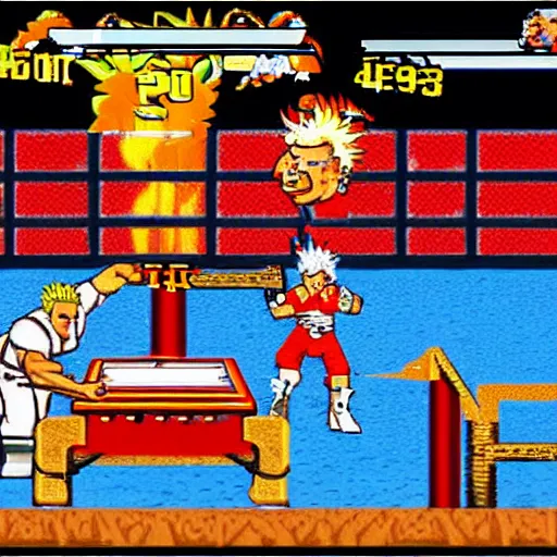 Prompt: a screenshot of guy fieri : backyard wrestling the video game 1 9 8 9 special tournament edition plus alpha featuring guy fieri for the nintendo genesis, game case, box art