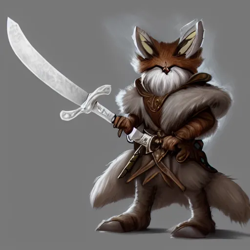 Image similar to dnd character art of a fluffy mothfolk holding a sword, detailed, high-quality digital art trending on Artstation