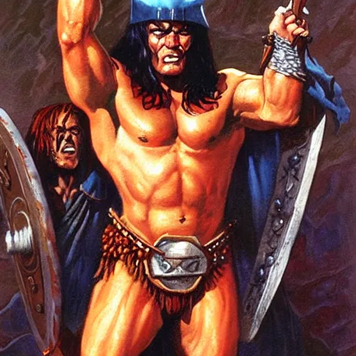 Image similar to conan the barbarian painting by earl norem