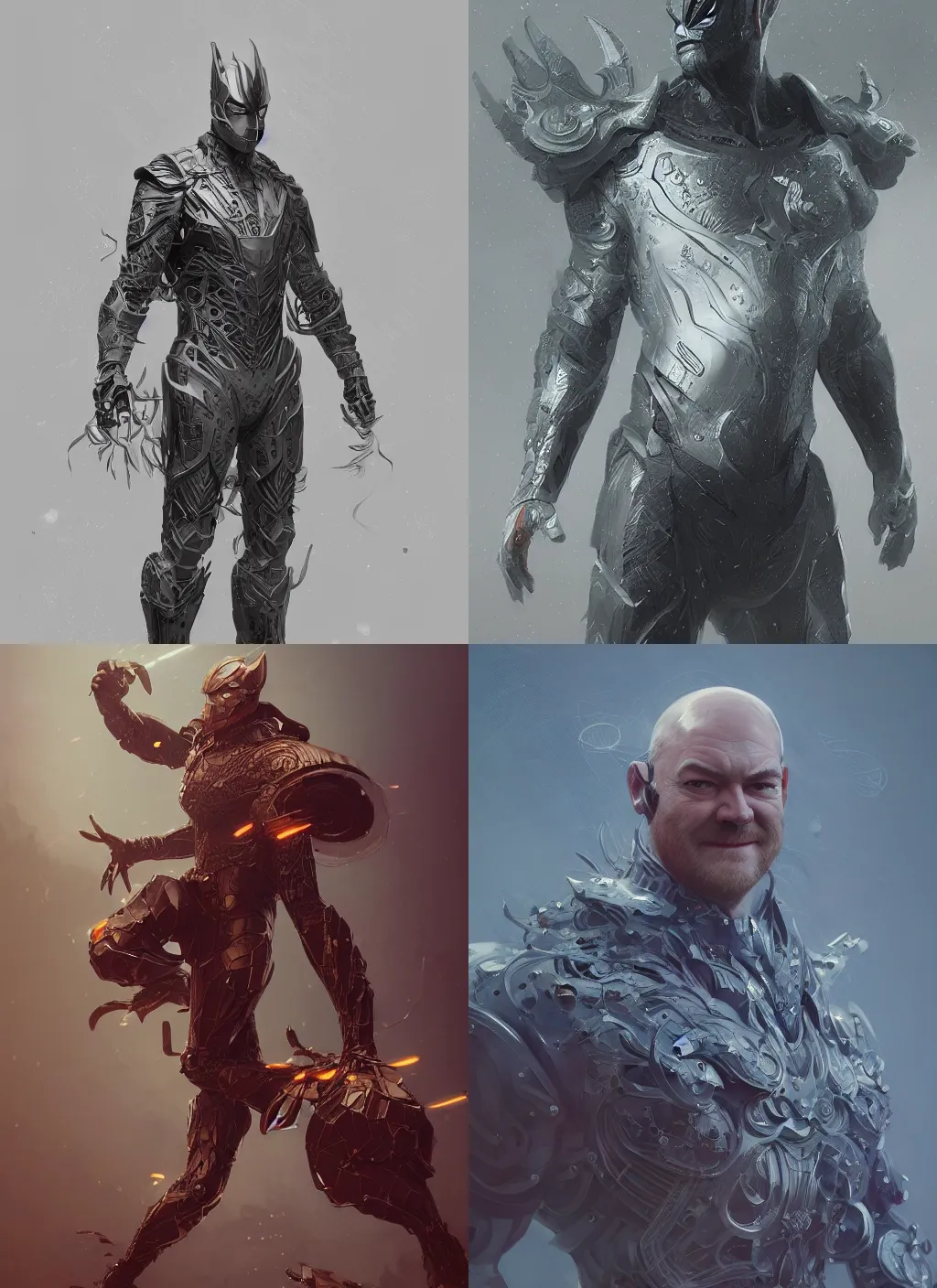 Prompt: david koechner dressed as a superhero, intricate, elegant, highly detailed, digital painting, artstation, concept art, smooth, sharp focus, illustration, ethereal, misty, by zeen chin and ruan jia, 8 k, octane render