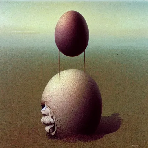 Image similar to the biggest egg ever seen, beksinski