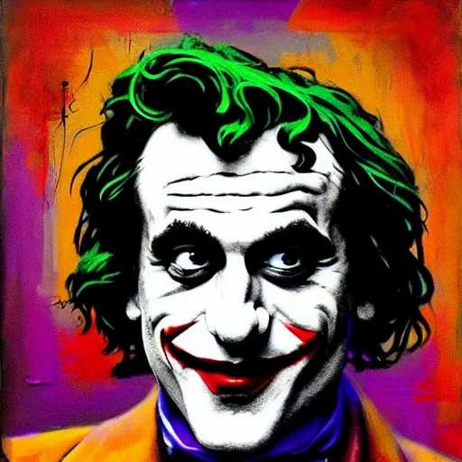 Image similar to ilya yefimovich repin and mimmo rottela and banksy as joaquin phoenix skinny joker, holding lady gaga harley queen hand, ultra photorealistic, intricate details, pop art style, concept art, confident posse, justify content center, 2 colours, warm color, 4 k, ultra smooth, sharp focus, perfect models