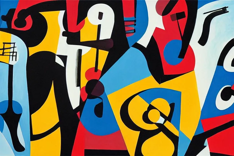 Image similar to jazz music as depicted by an abstract painting by Stuart Davis