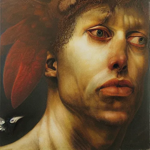 Image similar to a demonic eagle-eyed faun Jan Van eyck odd nerdrum dragan bibin john steuart curry