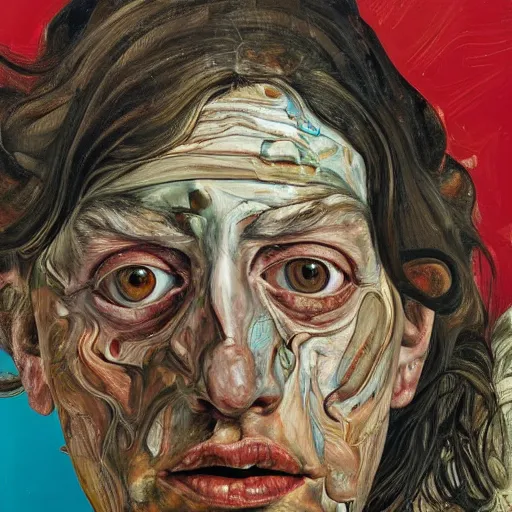 Image similar to high quality high detail painting by lucian freud and jenny saville, hd, multiverse, turquoise