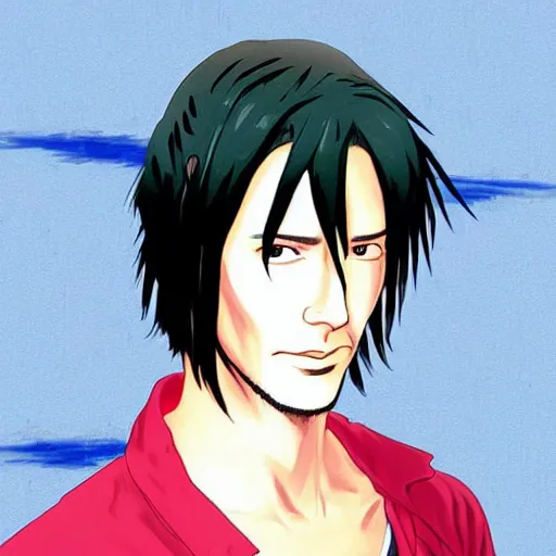 Prompt: Keanu Reeves anime style