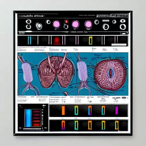 Prompt: highly detailed labeled medical anatomy poster of an abelton push MIDI pad controller