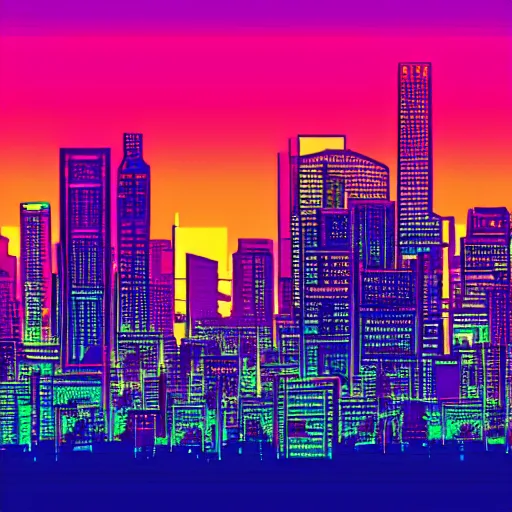 Image similar to maximalist style synthwave ultrawide wallpaper of a city