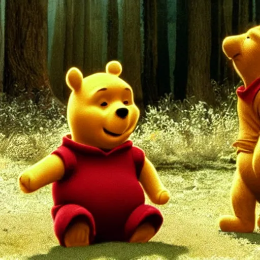 Image similar to A still of Keanu Reeves as Winnie the Pooh