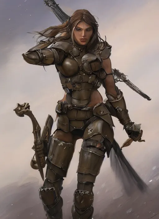 Prompt: a professionally painting of an attractive young girl, partially clothed in battle armor, olive skin, long dark hair, beautiful bone structure, perfectly proportioned, symmetrical facial features, intricate, elegant, heroic pose, digital painting, concept art, smooth, sharp focus, finely detailed, beautifully framed, from Metal Gear, in the style of Greg Rutkowski and William-Adolphe Bouguerea, trending on Artstation, award winning