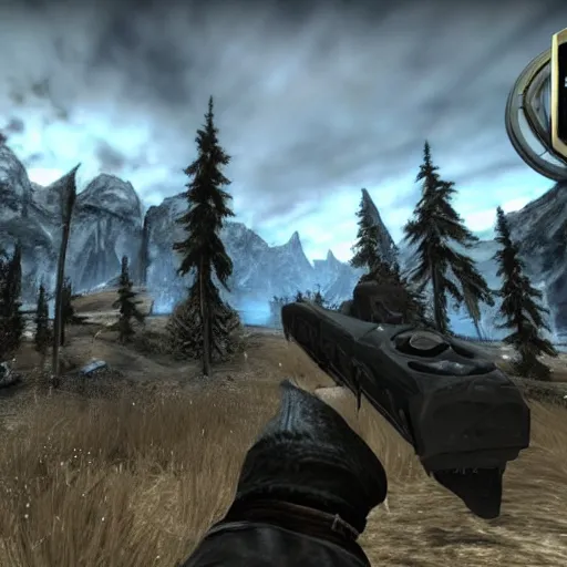 Prompt: skyrim in the style of police bodycam footage