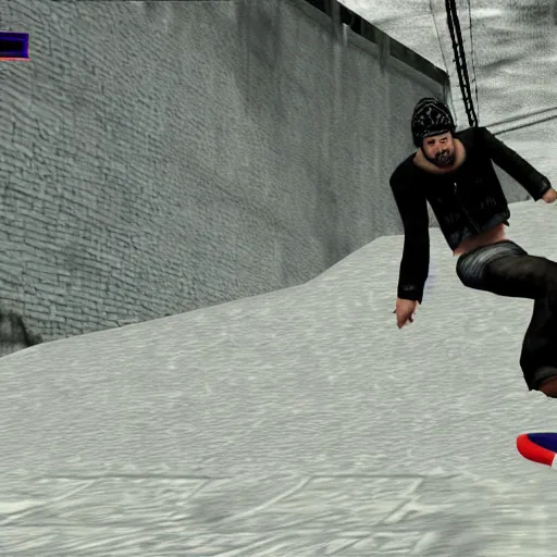 Prompt: bam margera in thps2 ps1