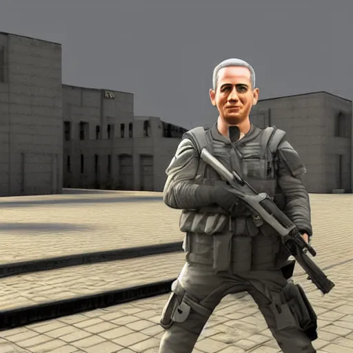 Image similar to a 3 d render of benjamin netanyahu as a counter strike character, created in blender, t - posing, edited, lighting, hq