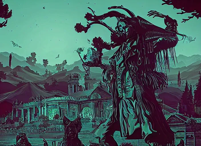 Image similar to beethoven, bloodborne kingdom in gta v by android jones and petros afshar, tom whalen, james gilleard