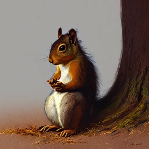 Image similar to a squirrel with huge nuts, highly detailed, digital painting, artstation, concept art, matte, sharp focus, art by greg rutkowski and alphonse mucha,