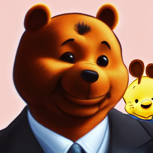 Image similar to Xi Jinping as Winnie the Pooh, hyperdetailed, artstation, digital art, photorealism, accurate, 8k,