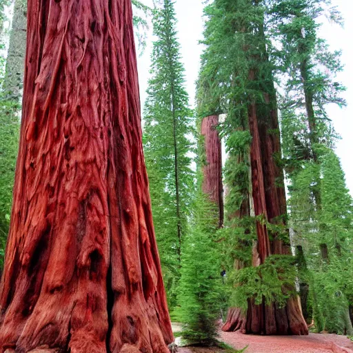 Prompt: Giant red sequoia with bones spread throughout