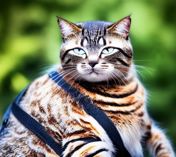Image similar to award winning 5 5 mm portrait photo of an admiral cat in full military outfit and aviators, in a park by luis royo. soft light. sony a 7 r iv