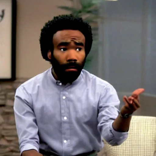 Image similar to a tv still of donald glover starring in the office ( 2 0 0 5 )