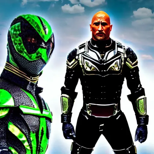 Prompt: Dwayne Johnson as Kamen rider