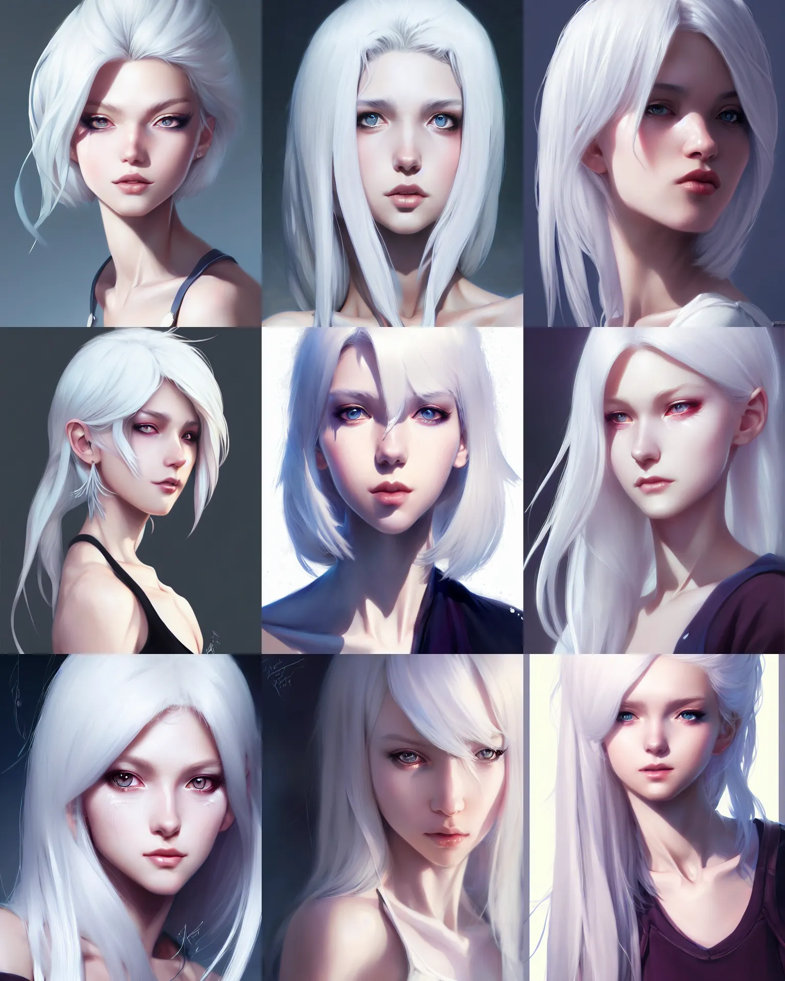 Prompt: character concept art of a gorgeous white haired urban girl | | distinct - fine, key visual, realistic shaded perfect face, fine details by stanley artgerm lau, wlop, rossdraws, james jean, andrei riabovitchev, marc simonetti, sakimichan, and jakub rebelka, trending on artstation