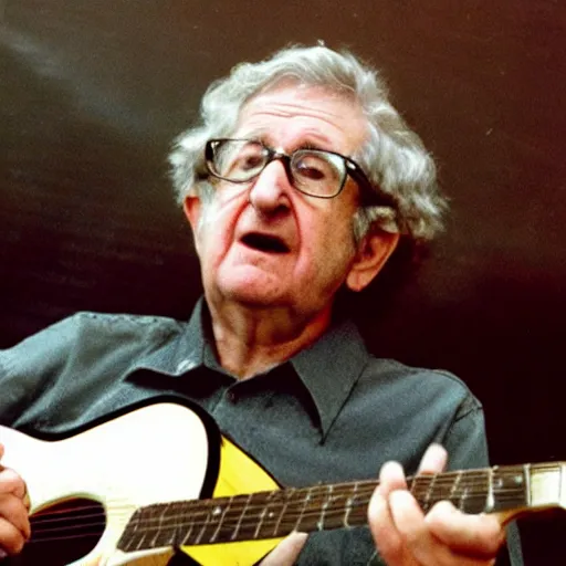 Image similar to Noam Chomsky playing an epic guitar solo