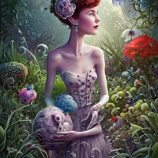 Prompt: !dream Lofi portrait in the garden, Pixar style by Joe Fenton and Stanley Artgerm and Tom Bagshaw and Tim Burton