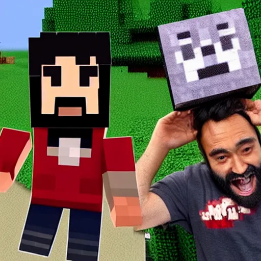 Prompt: taika waititi as a minecraft villager