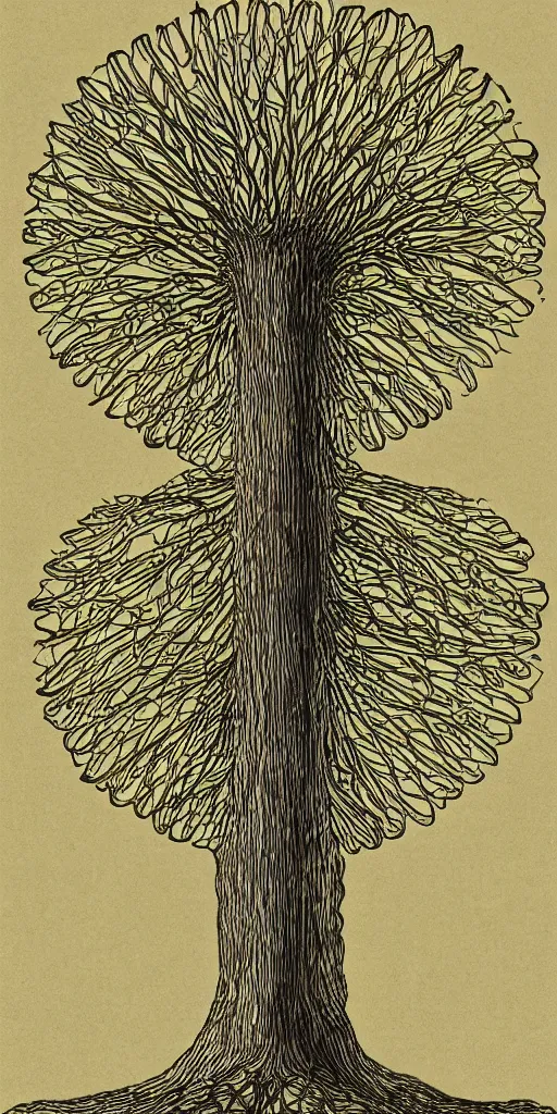 Image similar to detailed infographic by john howe of a giant beautiful diatom tree