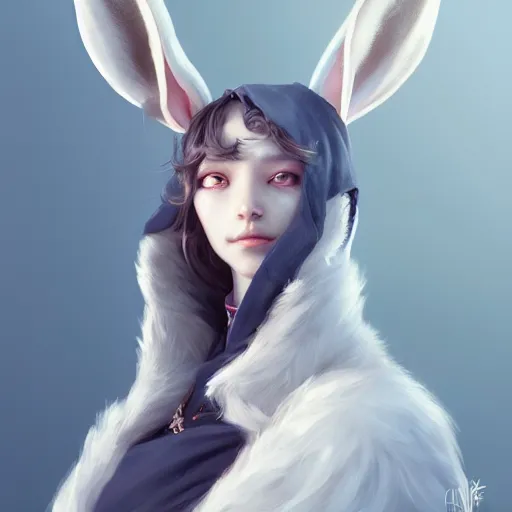 Image similar to an anthropomorphic rabbit wizard, fine art, award winning, intricate, elegant, sharp focus, cinematic lighting, highly detailed, digital painting, 8 k concept art, art by guweiz and z. w. gu, masterpiece, trending on artstation, 8 k