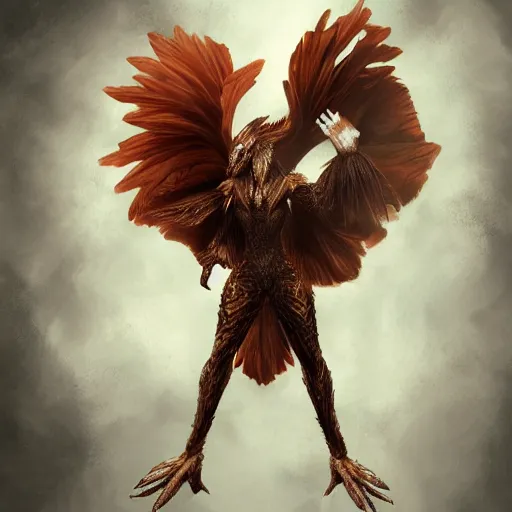 Image similar to fantasy chicken human hybrid, high detail, fantasy art, concept art, 4 k, ultra detail, computer art