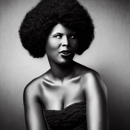 Image similar to photo of an afro woman in the style of george hurrell