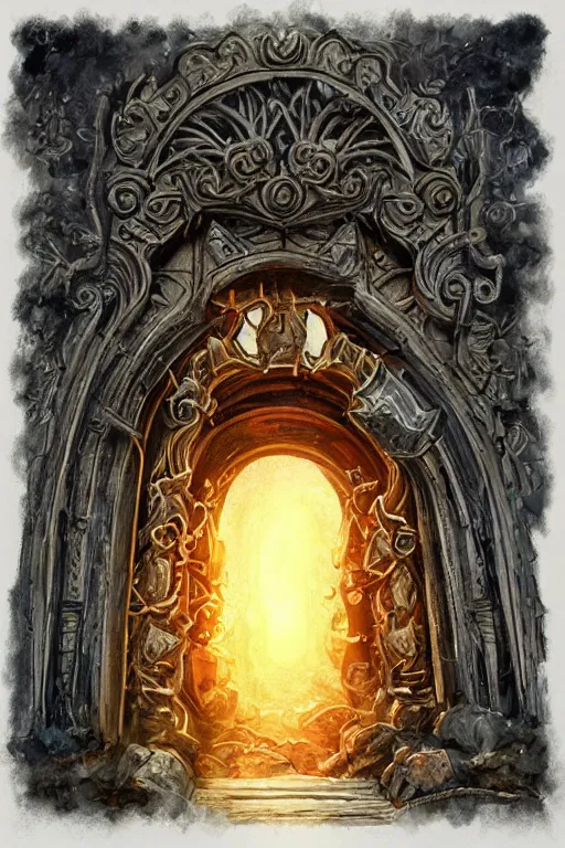 Prompt: painting of an intricate gateway portal to another dimension, trending on artstation, 30mm