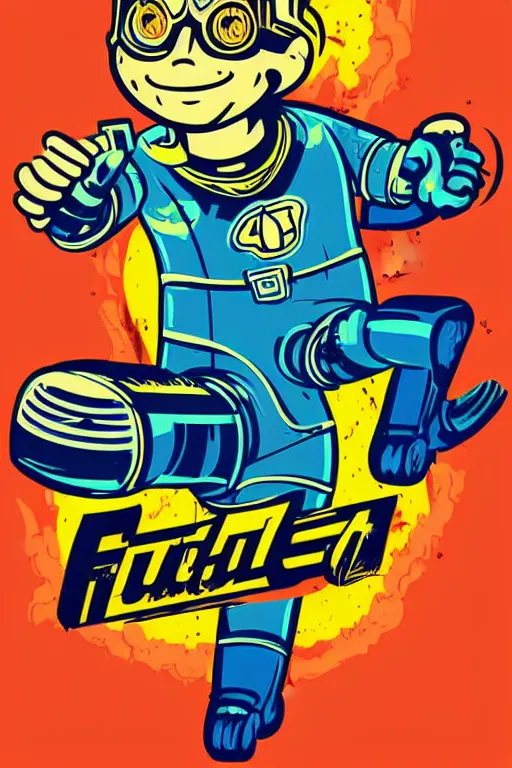 Image similar to fallout 7 6 retro futurist illustration art by butcher billy, sticker, colorful, illustration, highly detailed, simple, smooth and clean vector curves, no jagged lines, vector art, smooth andy warhol style