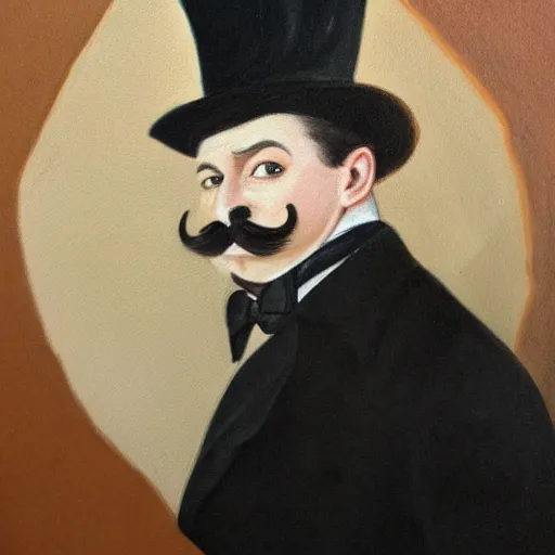 Prompt: detailed portrait painting of gentleman with a top hat and moustache