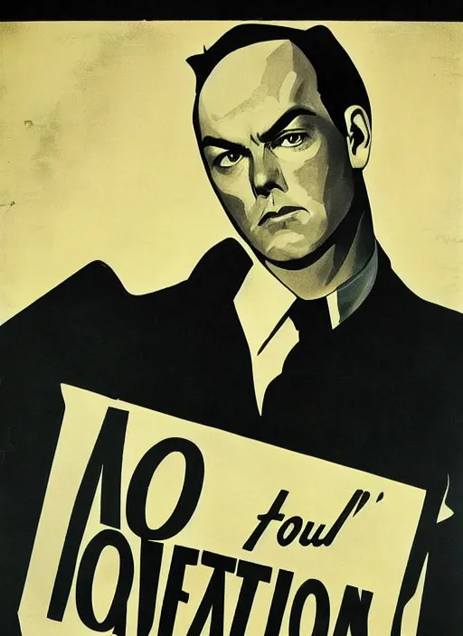 Prompt: Michael Keaton gesture,look of hate, threatening pose, 1940s propaganda poster, full hd,highly detailed